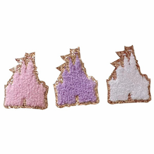 Patch brodé personnalisé thermocollant en chenille écologique avec tête de souris en résine et bords dorés scintillants pour chapeaux et vêtements pour enfants - Product Image 2