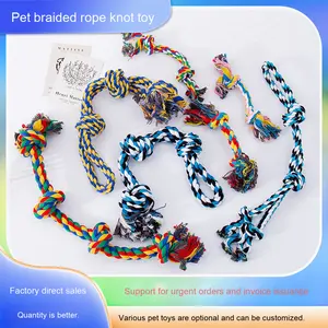 All'ingrosso giocattolo da masticare per animali domestici con trecce e trecce giocattolo universale con nodo auto-intrattenimento per la noia per cani gatti che mordono i denti giocattolo - Product Image 3