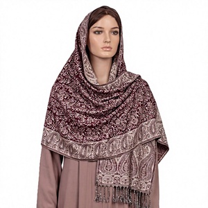 Wholesale Women Embroidered <b>Pashmina</b> Shawl Black <b>Silver</b> Floral Trellis Warm Winter Scarf Tassel Fringe Evening Wrap Bulk - Product Image 1