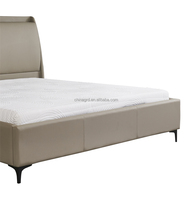 Cabecero tapizado de cama de madera maciza de cuero de forma única al por mayor de último diseño, cama doble King individual suave para juego de dormitorio