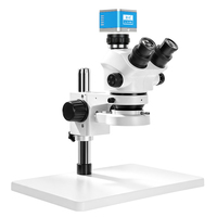 Microscope stéréoscopique trinoculaire à zoom 3,5x-100x avec éclairage annulaire LED pour la réparation de téléphones portables, l'évaluation de montres et l'inspection de bijoux