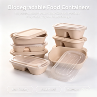 Contenants alimentaires biodégradables en bagasse écologiques de 850/1000 ml avec couvercles en PP/PET/pulpe, revêtement UV, estampage, forme ovale pour sushis