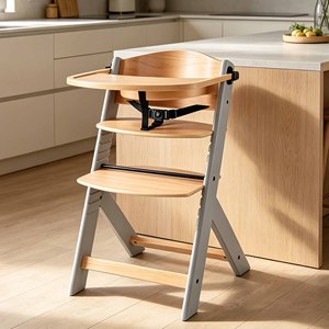 Chaise haute pour bébé et enfant en bois, moderne et simple, réglable en hauteur, plateau amovible, bois massif - Product Image 2