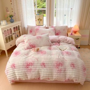 Housse de <span class=keywords><strong>couette</strong></span> moderne d'hiver douce, résistante à la décoloration, bactériostatique, <span class=keywords><strong>anti</strong></span>-acariens, drap de lit chaud, taies d'oreiller, chambre à coucher, longue durée, bulle - Product Image 1