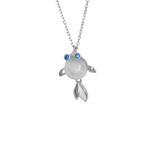 Fish Pendant Necklace Silver Tone Blue Eyes Animal Zodiac Clavicle Chain 10cm Extended - Product Image 5