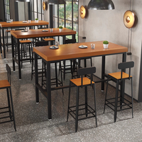 Ensemble table et chaises de bar moderne en bois massif et métal pour café à domicile et usage extérieur-résistant à l'eau et durable