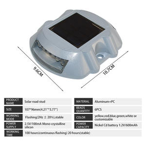 Luz de Advertencia Intermitente LED con Forma de <span class=keywords><strong>Herradura</strong></span>, Alimentada por Energía Solar |   Tachuela de Aluminio para Carretera de 106*95 mm - Product Image 2