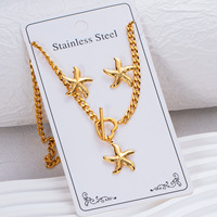 Ensemble de bijoux en acier inoxydable plaqué or 18 carats avec fermoir OT, collier chaîne cubaine et boucles d'oreilles clous pour femme