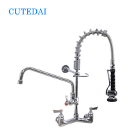 Robinet Mitigeur Double Poignée en Laiton, Extensible, Moderne, avec Douchette Rotative, Double Trou, pour Pré-évier, Utilisation Hôtelière et en Cuisine, Restaurants