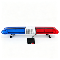 BIAOCHI Nouvelle barre lumineuse d'avertissement LED stroboscopique rouge et bleue de 47 pouces noire CJB avec sirène pour toit de voiture, camion, ambulance, amplificateur 12V et demi-klaxon