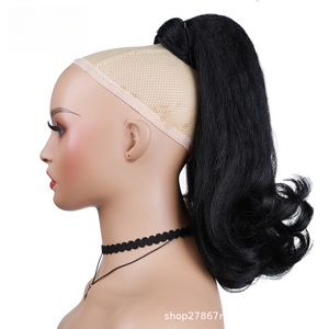 Extension <span class=keywords><strong>de</strong></span> cheveux <span class=keywords><strong>queue</strong></span> <span class=keywords><strong>de</strong></span> <span class=keywords><strong>cheval</strong></span> à enrouler, texture crépue, lisse ou bouclée, en fibre inflammable, accessoire capillaire synthétique - Product Image 2