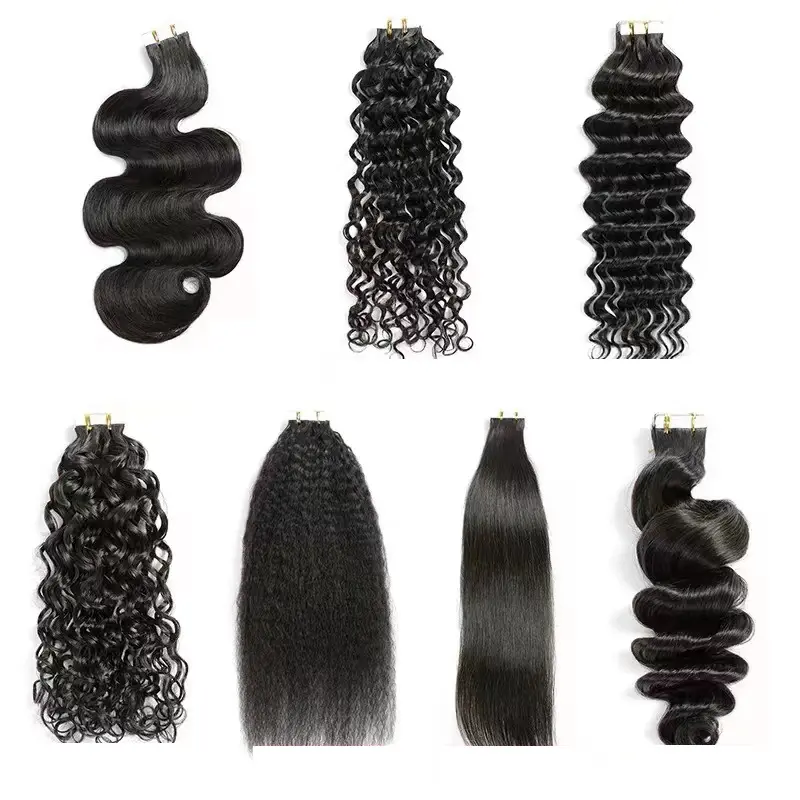 Letsfly Curly、Kinky Straight、PU Tape in Hair Remy Human Hair Extensions Microlink Beaded Bundlesb Virgin Cuticle Aligned Hair