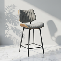 Chaise de comptoir moderne rembourrée en velours, dossier solide, pieds en métal, style minimaliste, pour salon, loisirs, mobilier de maison