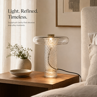 Lampe de table en verre soufflé à la main, spirale contemporaine, accent métallique doré, lumière d'ambiance pour hôtel, villa, éclairage d'intérieur, vente en gros
