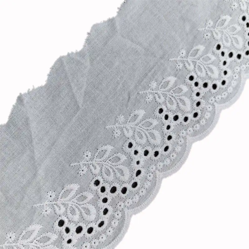 Factory Direct Sale Fancy Cotton Embroidery Trimming Lace Fabric For Traditional Apparel