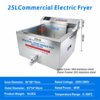 Friteuse électrique commerciale Hansu 25L à double température avec affichage numérique 6000W pour frites et snacks