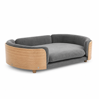 Canapé-lit pour animaux de compagnie en bois moderne, vente en gros du fabricant, avec coussin gris pour chats d'intérieur et petits chiens