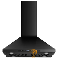 Penghisap Asap Dapur 30 inci 800CFM 3 Kecepatan, 65dB Hitam dengan Filter Baffle 2 Lapis, Kontrol Sentuh/Gerakan Tanpa Saluran