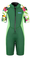 Combinaison de plongée en néoprène pour bébé et enfant, avec logo personnalisé vert, fermeture éclair sur le devant, shorty, pour la natation, le surf, la plage et les sports nautiques