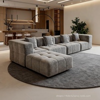 Canapé d'angle mobile VONLIVA en velours, design créatif minimaliste, pour salon, trois places, style décontracté et luxueux