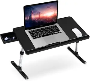 品牌质量pvc皮革书架可调笔记本电脑桌学习桌床托盘沙发黑色电脑桌
