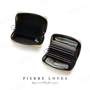 Portefeuille mini accordéon Pierre Lous, couleur unie avec imprimé floral, porte-monnaie unisexe pour un usage quotidien - Product Image 2
