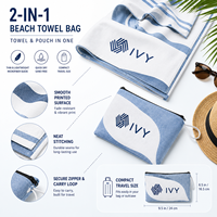 Serviette de plage 2-en-1 en microfibre suédée avec logo personnalisé, pliable, séchage rapide, anti-sable, pour voyage, vente en gros