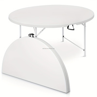 Table de jardin d'extérieur CE, pieds en métal, table ronde pliante en plastique blanc, tables pliantes pour mariage