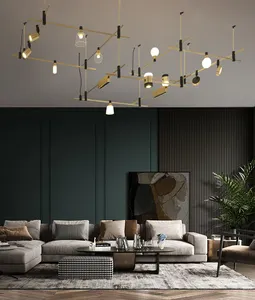Luxholical-Lámpara Led de pista de 24V Cob, iluminación colgante larga dorada para dormitorio, candelabro moderno de decoración de lujo para sala de estar