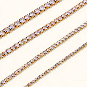 Elegante Collar de Cadena de Acero Inoxidable Coreano, Collar de Tenis de Oro Sólido de 14K con Diamantes de Laboratorio para Mujeres, Hombres y Niñas - Product Image 1