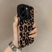 Marque à la mode daim polyvalent Simple imprimé léopard étui de téléphone portable en TPU nouvel Apple 16 Pro Max Compatible iPhone 15/14 Plus