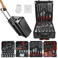 Boîte à outils avec 909 pièces, ensemble d'outils ménagers avec valise à roulettes en aluminium