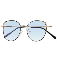 Lunettes presbyopes rondes en métal pour femmes 8075, monture complète anti-lumière bleue, style européen et américain, avec verres en PC