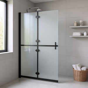 Puerta de Ducha Plegable con Marco, Vidrio ESG de 35.4 x 74.8 Pulgadas, Diseño Minimalista Esmerilado, Mampara de Baño - Product Image 2