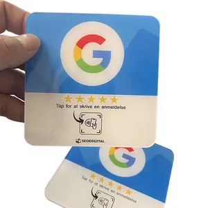 Placa de revisão acrílica para Google/Facebook/Instagram NFC, etiqueta de mesa com logotipo personalizado NFC, menu de código QR Google NFC