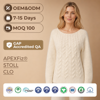 Pull en tricot personnalisé style preppy pour femme, col rond, laine et viscose