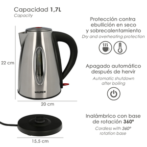 Bollitore per acqua da 1,7 litri. 2200 W. - Product Image 2