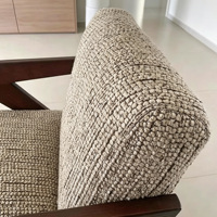 Fauteuil Richard de style moderne du milieu du siècle, structure en bois d'hévéa massif, tissu en coton et lin respirant, fauteuil d'appoint pour salon
