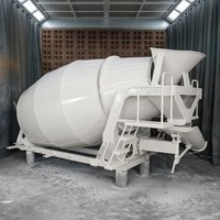 Bétonnière mobile sur remorque, cuve basculante pour ciment avec moteur diesel et pompe pour travaux de construction et routiers