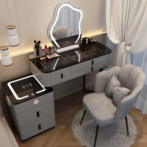 Meuble intelligent moderne et multifonctionnel : Coiffeuse de princesse avec miroir, chaise et table connectée - Product Image 2