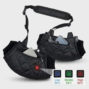 Pochette chauffante rapide doublée polaire avec deux poches zippées, interface USB 5V, contrôle de <span class=keywords><strong>la</strong></span> température <span class=keywords><strong>à</strong></span> 3 vitesses, affichage LED, bandoulière souple - Product Image 1