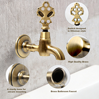 Robinet mural rétro en laiton style turc pour extérieur et intérieur avec couvercle décoratif, couleur personnalisée, robinet de jardin Bibcocks