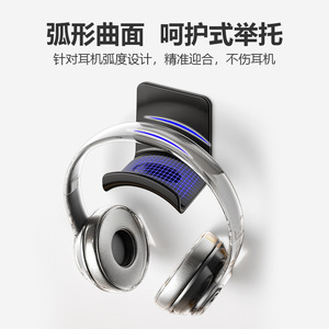 Headphone Hook Stand Wall Mount No Drill Desk Storage <b>For</b> <b>Computer</b> Student Dormitory Headset Accessories - Product Image 3