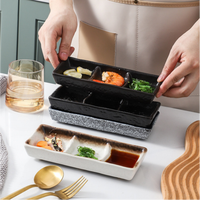 Ensemble de plats de service carrés en porcelaine de style minimaliste, trois compartiments, passe au micro-ondes, marque HIXIN, émaillé, pour la maison et les restaurants