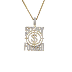 Letter pendant, European and American hip-hop pendant, <b>cross</b>-border foreign trade zircon, US dollar letter necklace. - Product Image 4