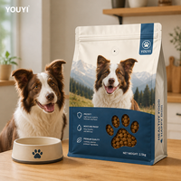 YOUYI Sac de 2,5 kg pour aliments pour chiens, sans BPA, avec fenêtre, fermeture éclair refermable, pochette verticale, personnalisable avec logo, qualité alimentaire OEM