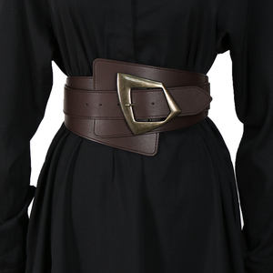 <span class=keywords><strong>Ceinture</strong></span> large élastique pour femme, <span class=keywords><strong>ceinture</strong></span> vintage en cuir PU noir décorative avec boucle en alliage pour robe ou manteau - Product Image 6