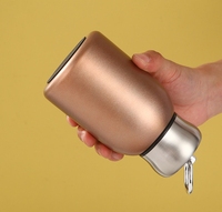 300ml 10oz logotipo personalizado lindo Mini vientre taza de acero inoxidable termo niños botella de agua con anillo de Metal