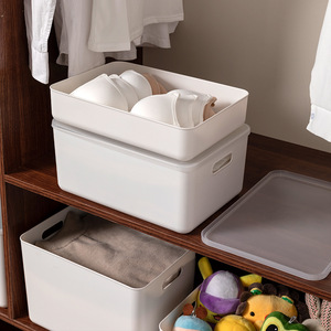 Boîte de rangement en plastique avec couvercle, rectangulaire, couleur unie, grande capacité, organisateur domestique pour sous-vêtements, jouets, bac de rangement JS-SN809 - Product Image 2
