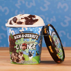 Gobelet en papier pour crème glacée au chocolat avec couvercle 4oz-16oz Gobelet en papier jetable pour café à emporter Restaurant Fast food - Product Image 1